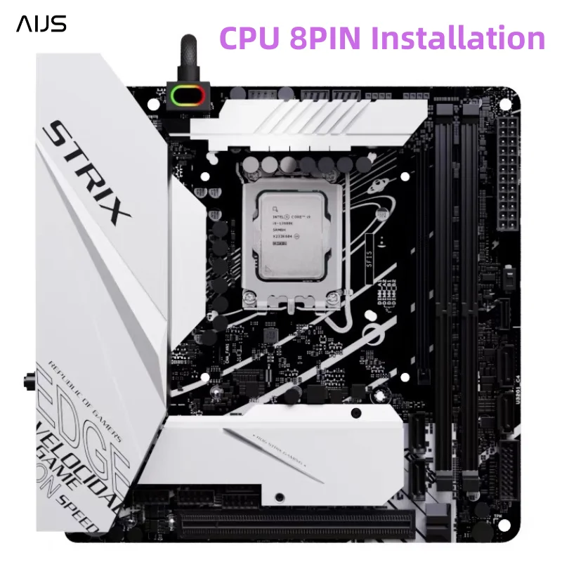 AIJS CPU8PIN Motherboard Extension Cable 18AWG 90° Right-Angle Design ARGB PC Cable with 5V 3Pin, One-Wire Connection Cable 30cm