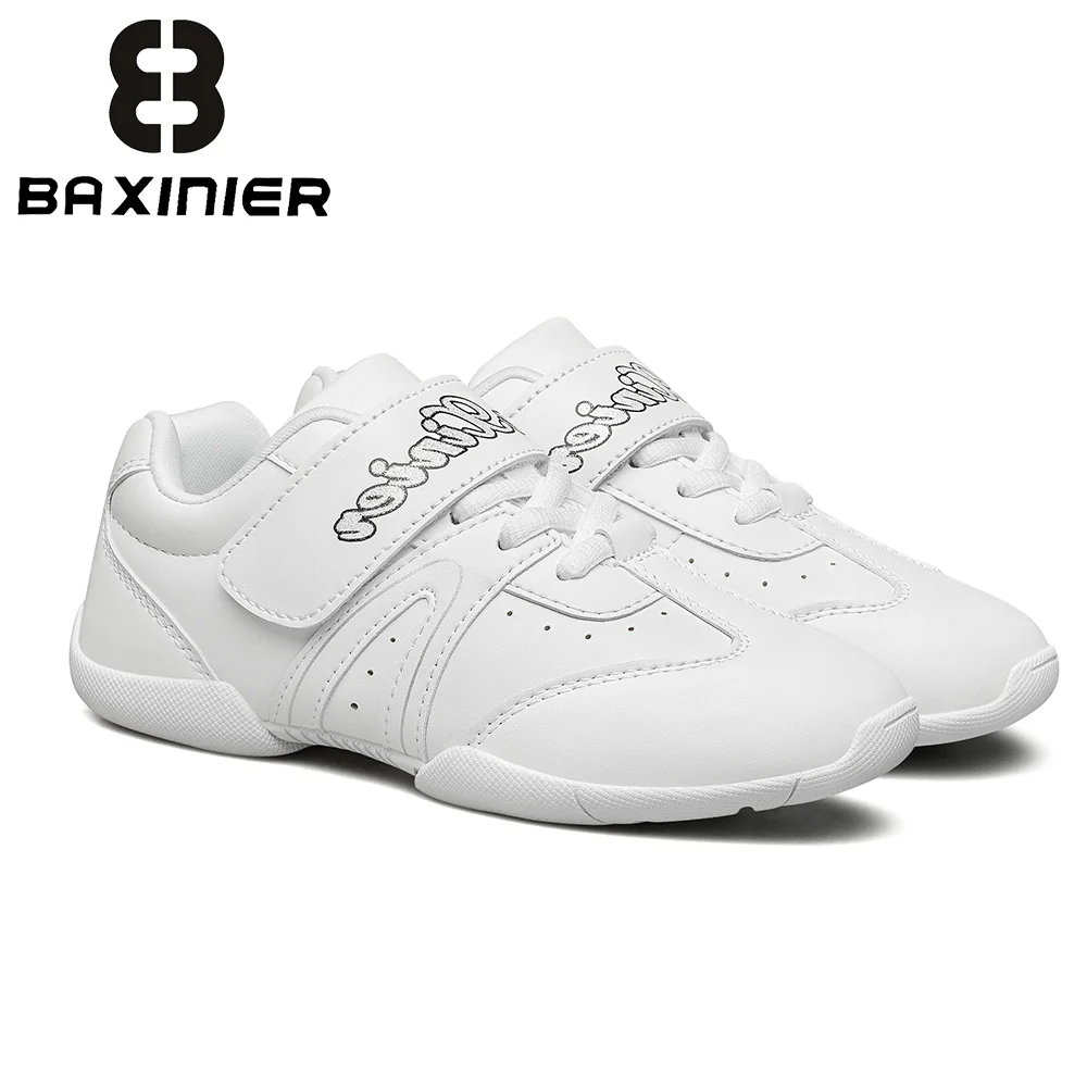 BAXINIER Maidens Ivory Sideline Kicks Featherweight Ventilated Teen Contest Trainers for Youngsters Choreography Drills