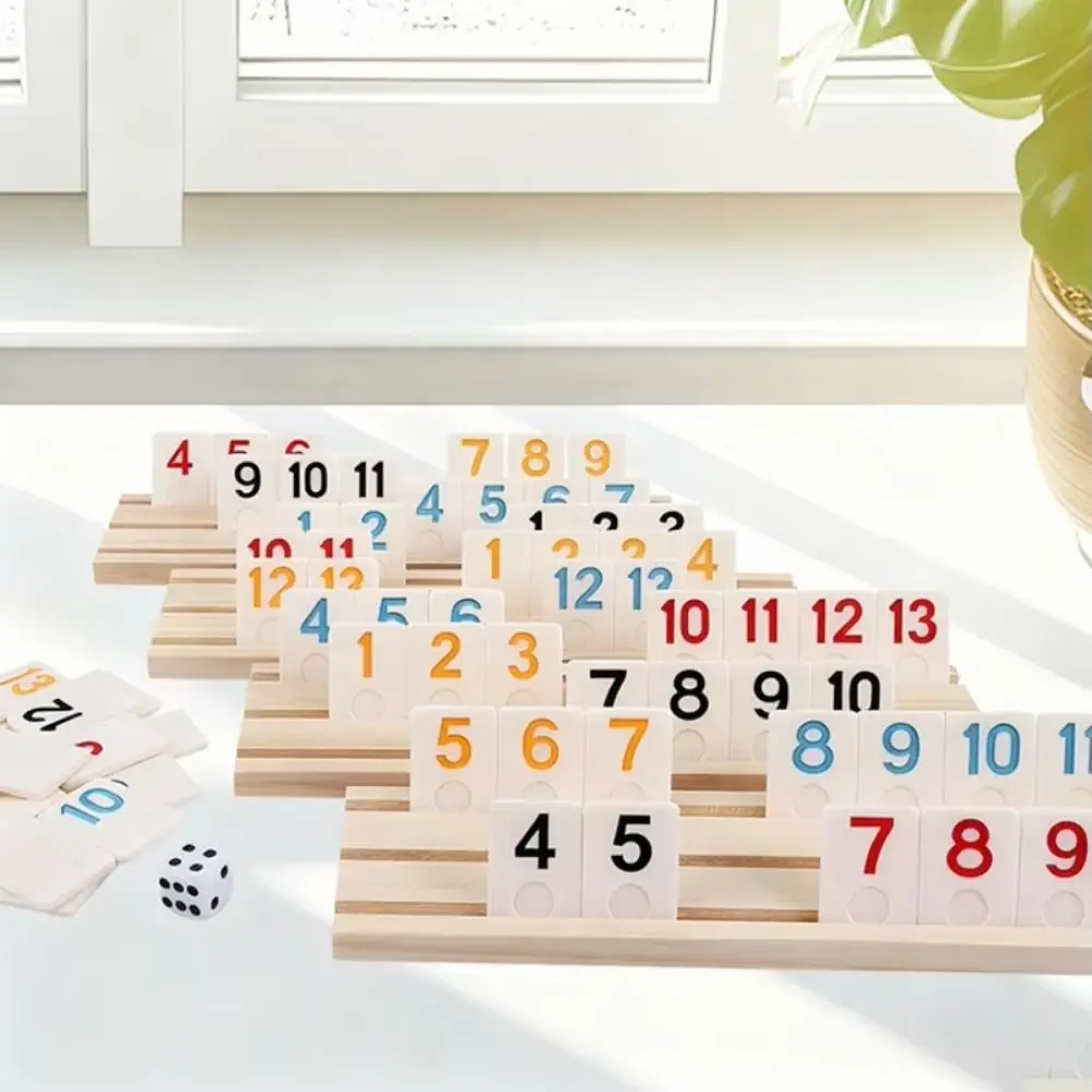 

Набор для игры в Руммикуб из 106 деревянных элементов в портативном кейсе, дорожный набор для игры в Руммикуб, семейная игра с плитками для руммикуба