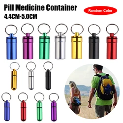 Portatile In Lega di Alluminio Impermeabile Della Pillola Medicina Caso di Immagazzinaggio Del Supporto Del Contenitore Capsule di Primo Soccorso Keychain Dell'anello Chiave Attrezzo Esterno