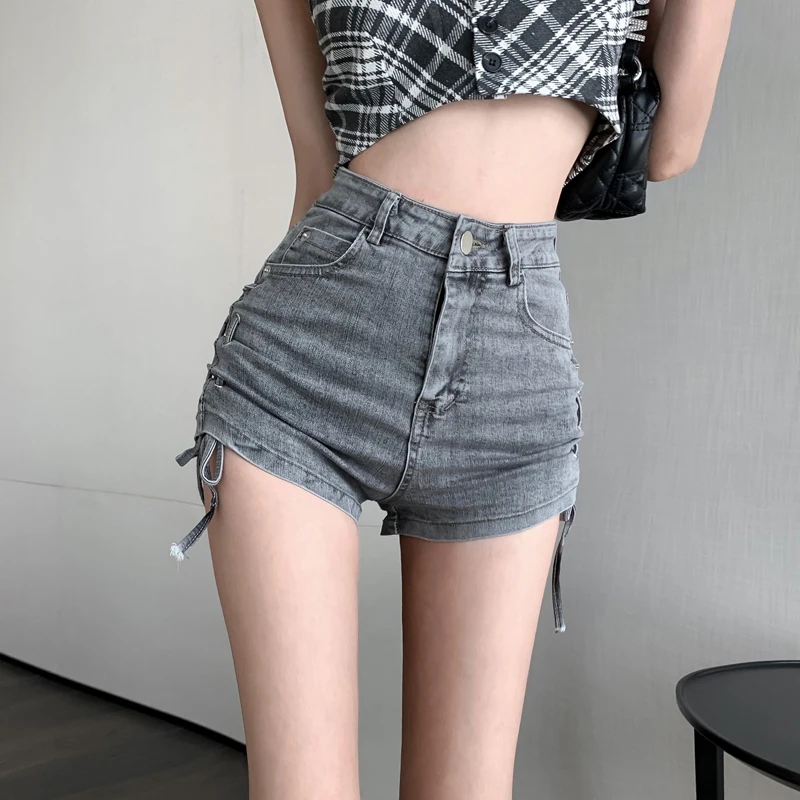 

ey Denim orts Women's High Waist Elastic Slimming Butt Enhancing Ultra ort Hot Pants Cotton Stretch Denim Summer orts
