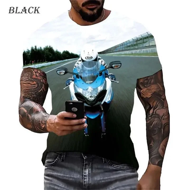 Cool Motorcycle Racing Graphics T-Shirt For Men 3D Printed Plus Size Men\'s T -Shirt Summer Short Sleeve Tee Tops Streetwear