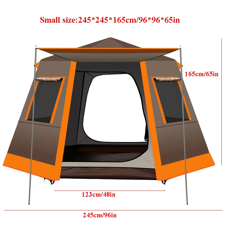 Fully Automatic Small UV Hexagonal Aluminum Pole Tent Outdoor Camping Large Space 3-4persons Awning Garden Pergola 245*245*165CM