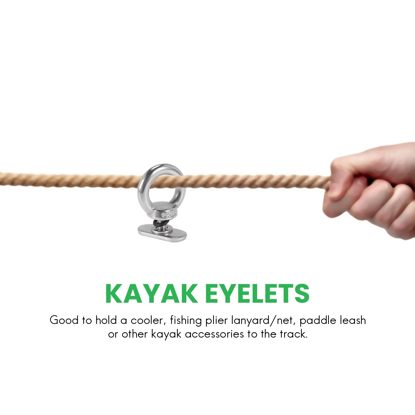 SMIEA 4Pack Stainless Steel Kayak Track Mount Tie Down Eyelet Rail Accessory for Kayak Canoe Boat