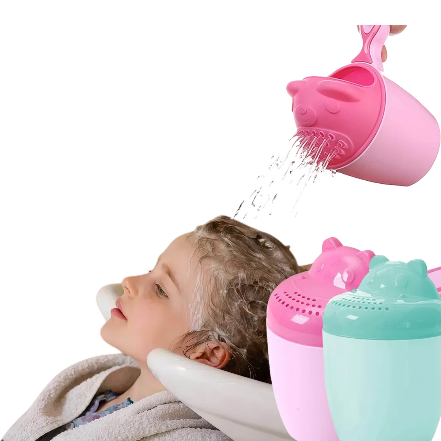 

Cute Cartoon Baby Bath Caps Toddle Shampoo Cup Children Bathing Bailer Baby Shower Spoons Child Washing Hair Cup Kids Bath Tool