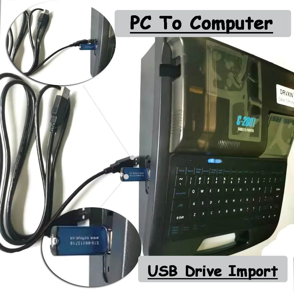 

PC Computer USB Interface U Disk Import Heat Shrinkable Tube Wire ID Printer Electronic Engraving Machine C-280T Label Printing