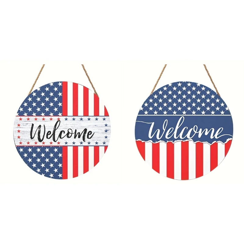 Independence Day Welcome Sign Decorations Front Door Farmhouses Entry Hello Sign