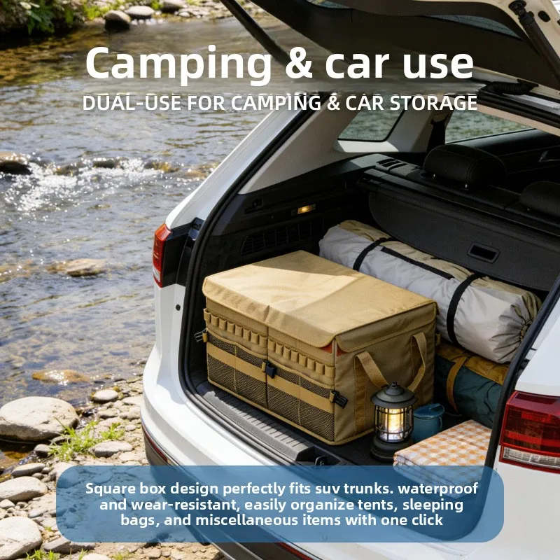 

Thickened Folding Camping Storage Box, Portable Multifunctional Outdoor Organizer for Tent, Canopy and Camping Gear Supplies