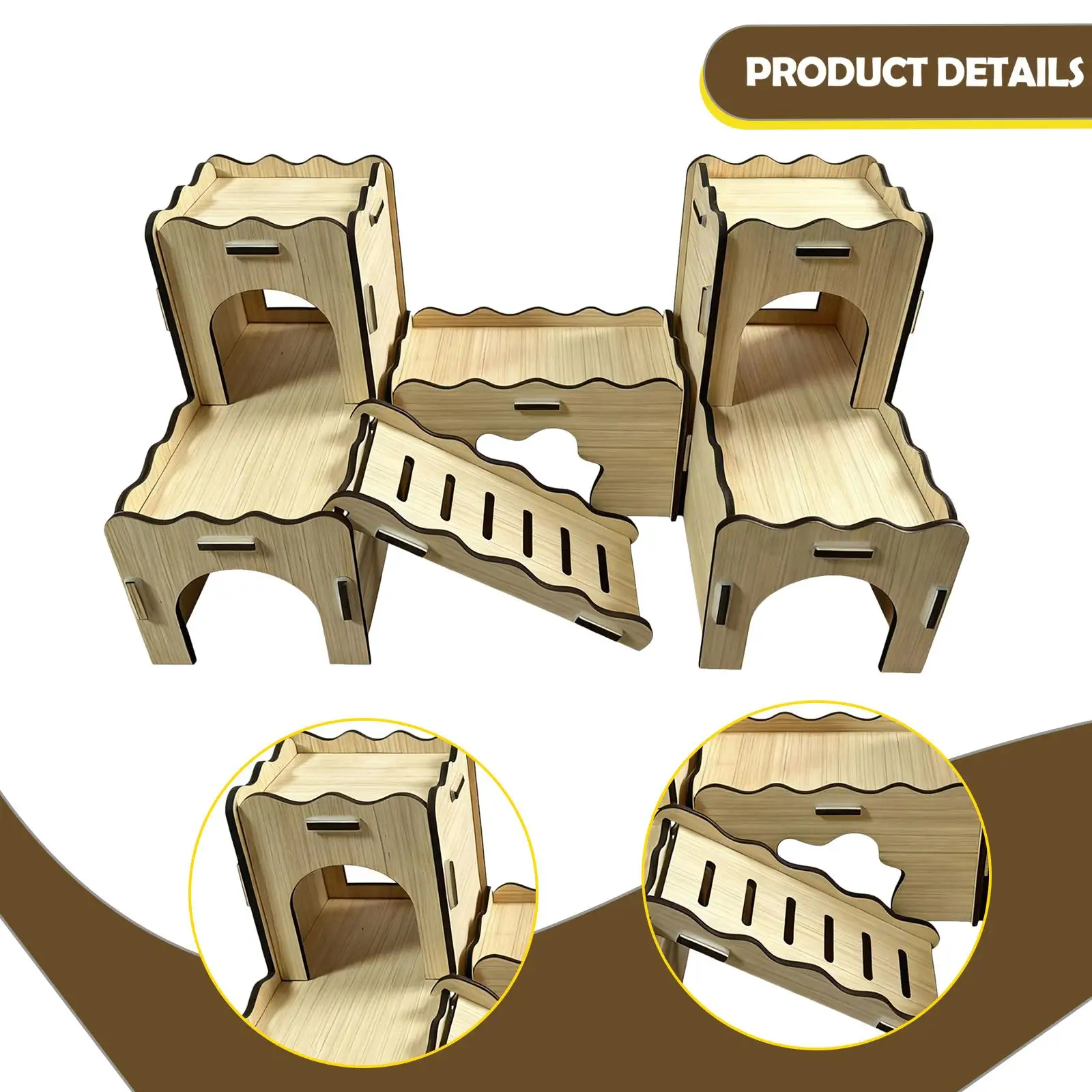 

Large Hamster Cage Accessory Double Layer Hideout Wooden House for Syrian Dwarf Gerbil Lemmings