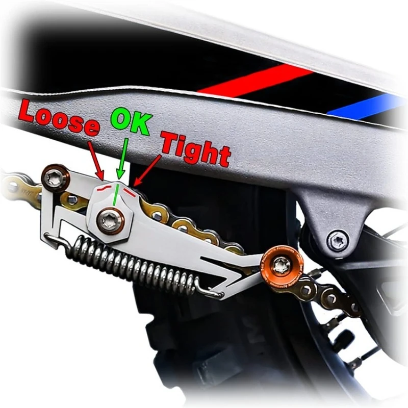 Motorcycle Chain Adjuster Tensioner, Chain Slack Regulator Tool, Rear Wheel Chain Alignment Tension Adjusting Modification Parts