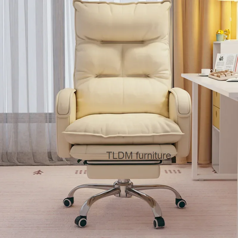 

Back Support Chairs Living Room Office Portable Modern Luxury Leather Armchair Swivel Design Cadeiras House Accessories