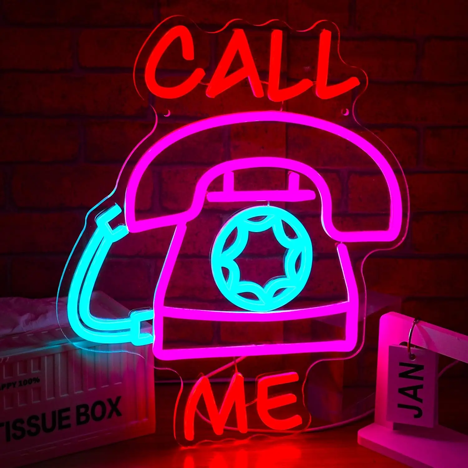Call Me LED Neon Sign for Wall Decor Dimmable Retro Landline Light 5/12V USB Phone Neon Home Bedroom Business Hotel Office