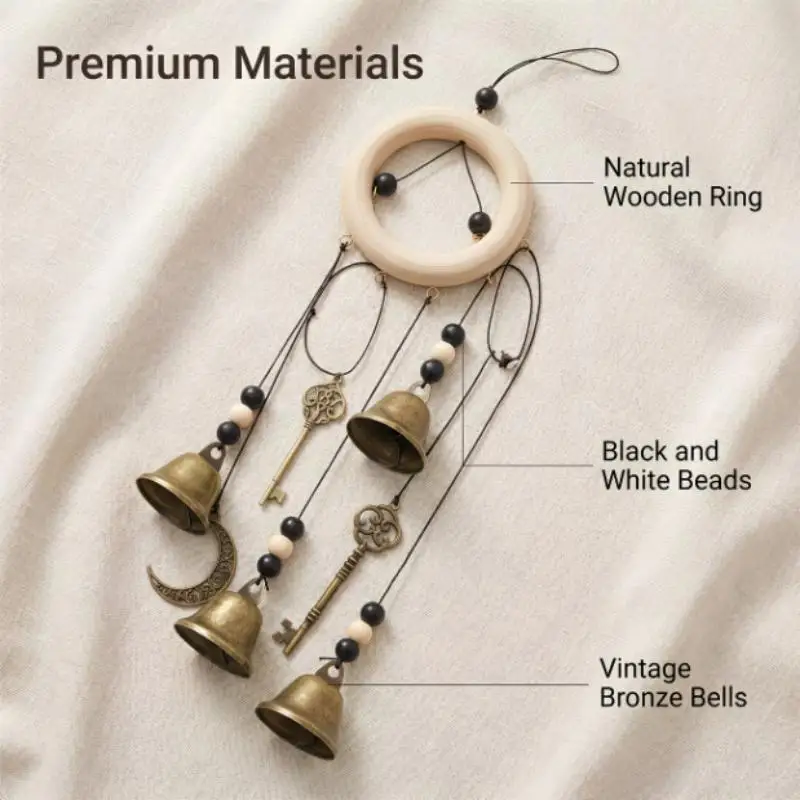 2026 NEW Moon Star Metal Vintage Witch Bells Wind Chime Hanging Ornament Home Wall Decor For Patio Garden Door Decoration Gift
