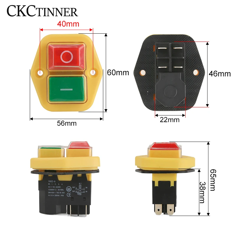 YH02 110V 220V Garden Tools Electromagnetic Starter Push Button Switches Machine Tool Equipment IP55 Waterproof Safety with 28A