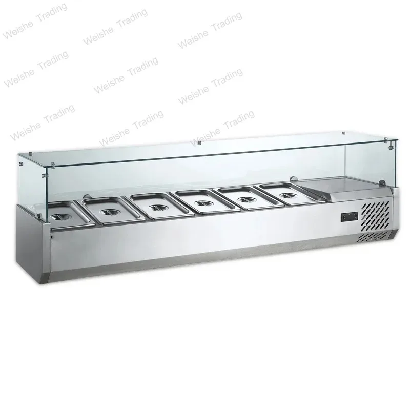 Desktop salad cabinet pizza stall refrigerated salad cabinet dessert refrigerator 220v