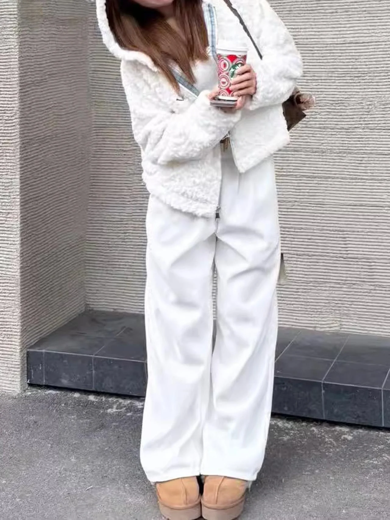 เสื้อกั๊กขนแกะสไตล์เกาหลีสำหรับผู้หญิง ทรงหลวม ใส่ในฤดูหนาว ขนฟู เป็นมิตรกับสิ่งแวดล้อม แฟชั่น ทรงตรง ยาว ปิดด้วยซิป