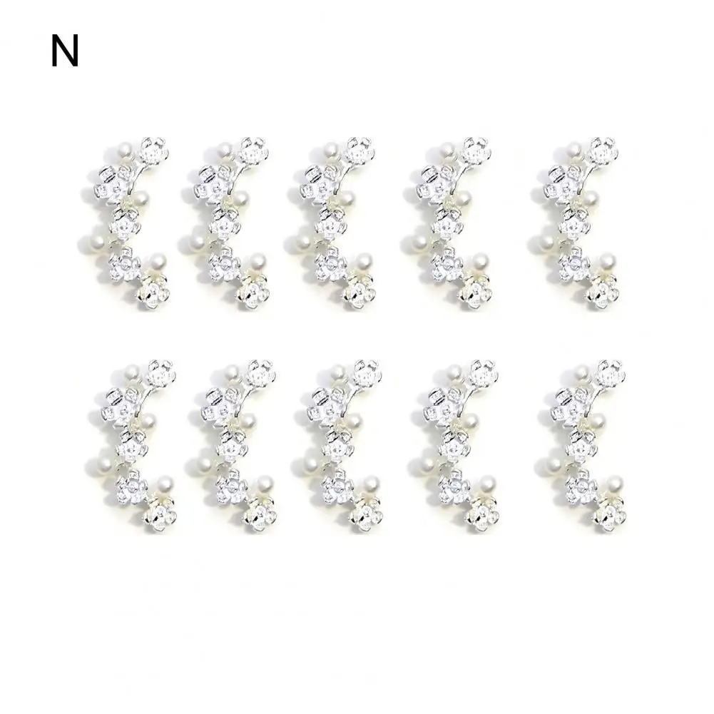 10Pcs Nail Rhinestone  Super Shiny   Nail Ornaments French Nail Art Flower Charms