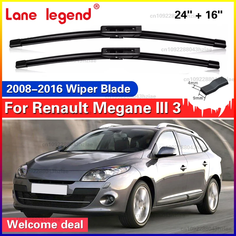 Для Renault Megane III 3 Coupe CC GT передние щетки стеклоочистителя 2008-2016 2013 2014 аксессуары для лобового стекла 24 "+ 16"