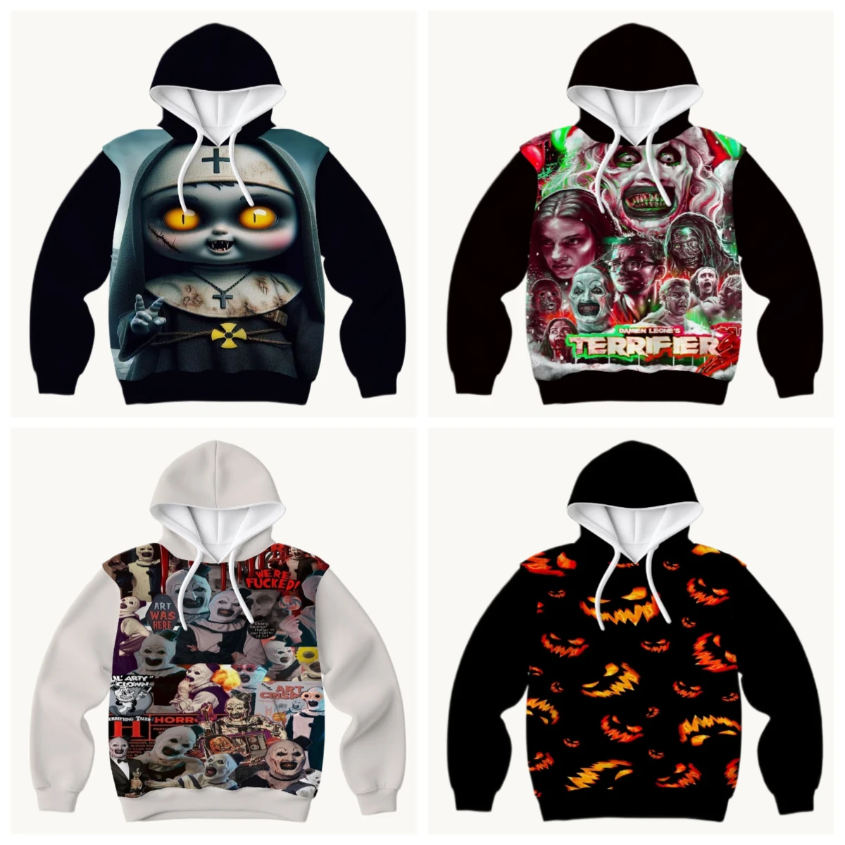 

Autumn/Winter Horror Cartoon Movie Halloween Elements 3D Printed Hoodie Large Adult Same Size Women's Original Design Top