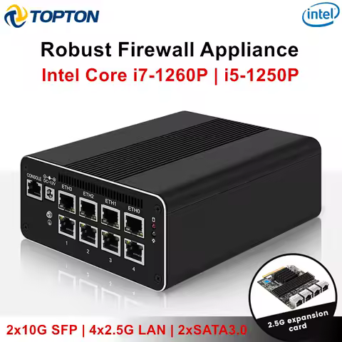 Robust Firewall Appliance Intel i7-1260P i5-1250P i3-1215U 8505 Mini PC 2X10G SFP 4x2.5G LAN 2*SATA3.0 Proxmox pfSense OPNsense