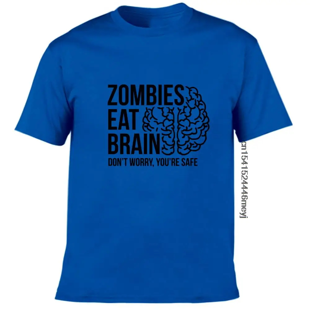 Men's T-shirt Zombies Eat Brains You're Safe Print Summer Casual Funny Clothing T Shirts for Male Harajuku Top Graphic Tees Men