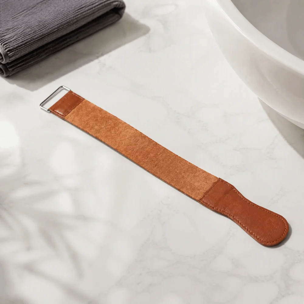 Leather Leather Razor Strop Brown Manual Using Straight Razor Strop Double-Sided Easy to Use Barber Sharpening Strop Barber