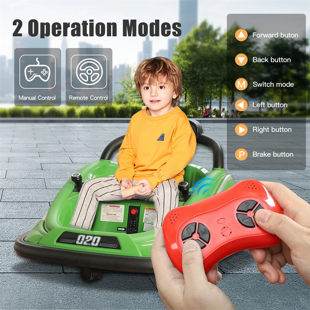 12v Kids Bumper Car Best Toy 360° Rotation Light &Music w/Parent Remote Control Hot Sale Hight Quality Christmas gift