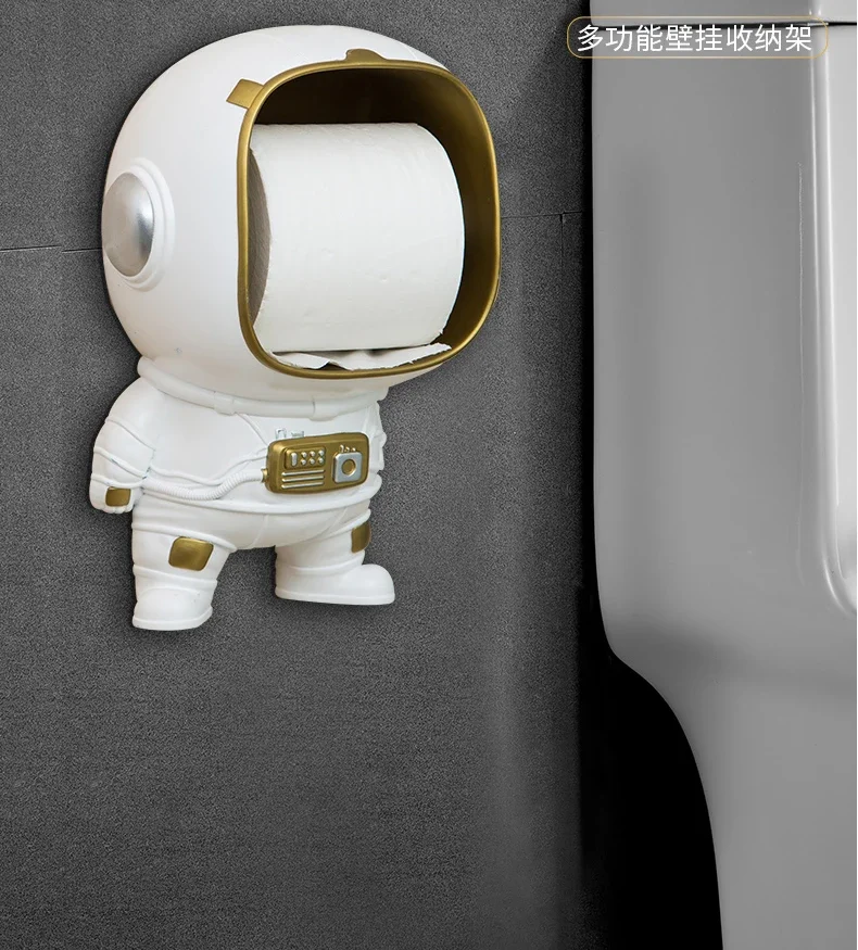 

European Style Wall Hanging Astronaut Tissue Holder Paper Roll Toilet Holder Home Wall Decoration Accessories Fun Storage Rack