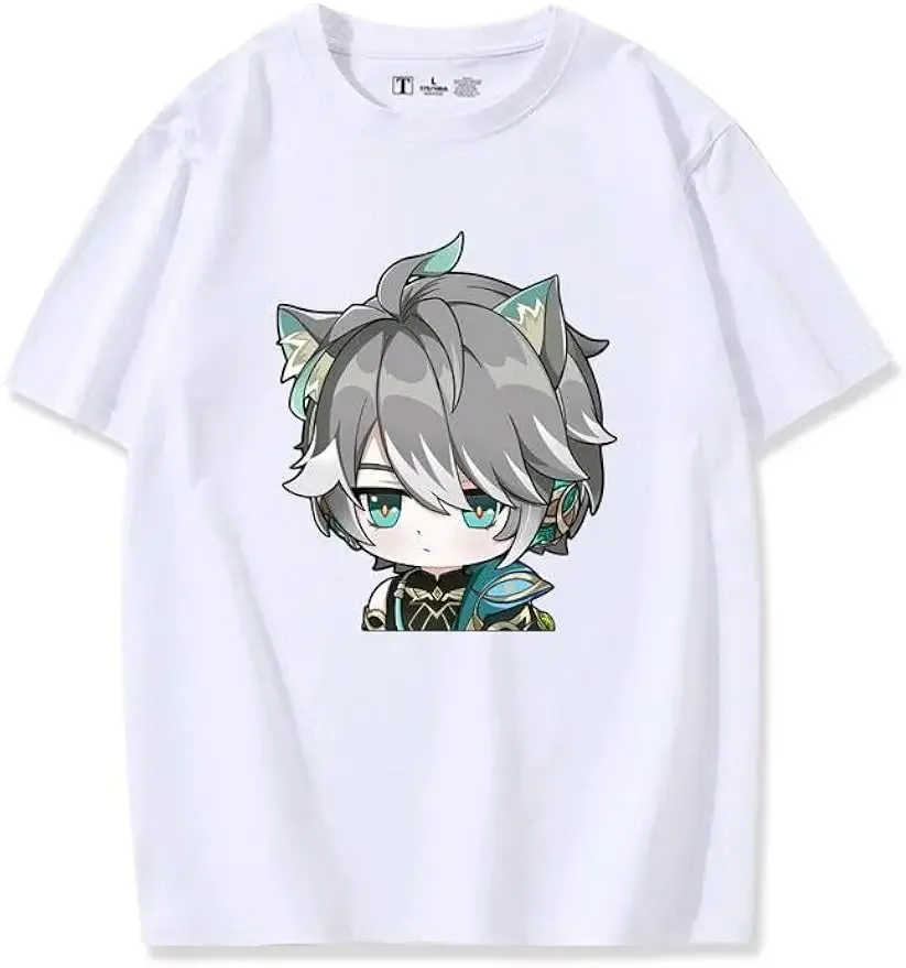 原神インパクト アルハイサム Tシャツ 原宿カジュアルスポーツウェア ゲーム Tシャツ アニメゲーム ラウンドネック ストリートウェア ユニセックス服 トップ