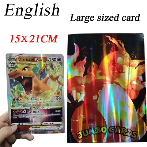 30Pcs Oversized Pokemon Cards Jumbo Letters Cards MEGA Vmax Vstar GX Arceus Pikachu Charizard Super Shiny Rare Card Birthday Gif