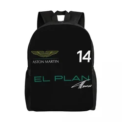 Customized 3D print Fernando Alonso 14 Aston Martin backpack College school travel bags men women bookbag fits 15 inch laptop