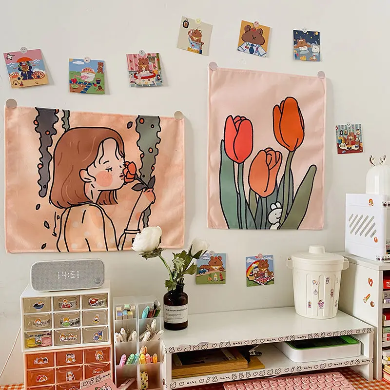 Wall Tapestry Kawaii Room Decor Background Hanging Cloth Bedroom Wall Decoration Bedspread Girl Room Decor Tapestry 32x40cm태피스트리