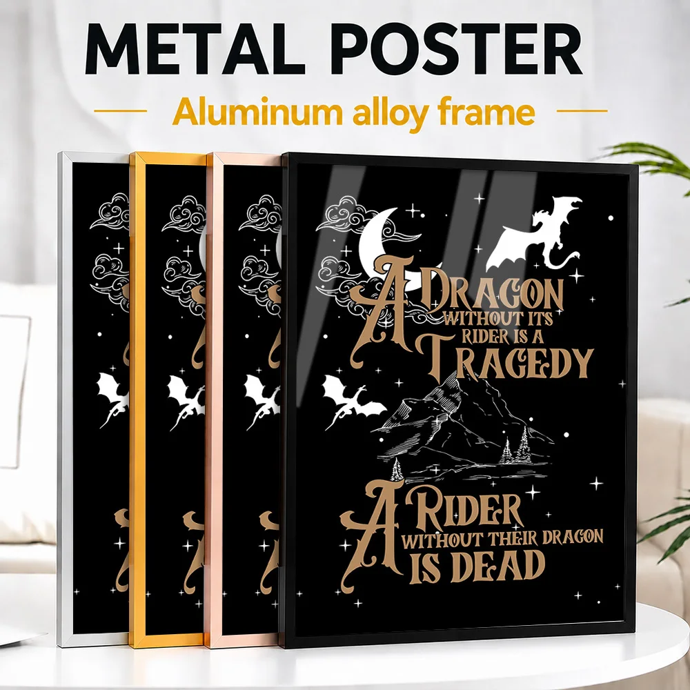 Fourth Wing Dragon Rider Quote Framed Metal Poster Personalized Vintage Style Wall Art For Reading Nook, Fantasy Reader Gift