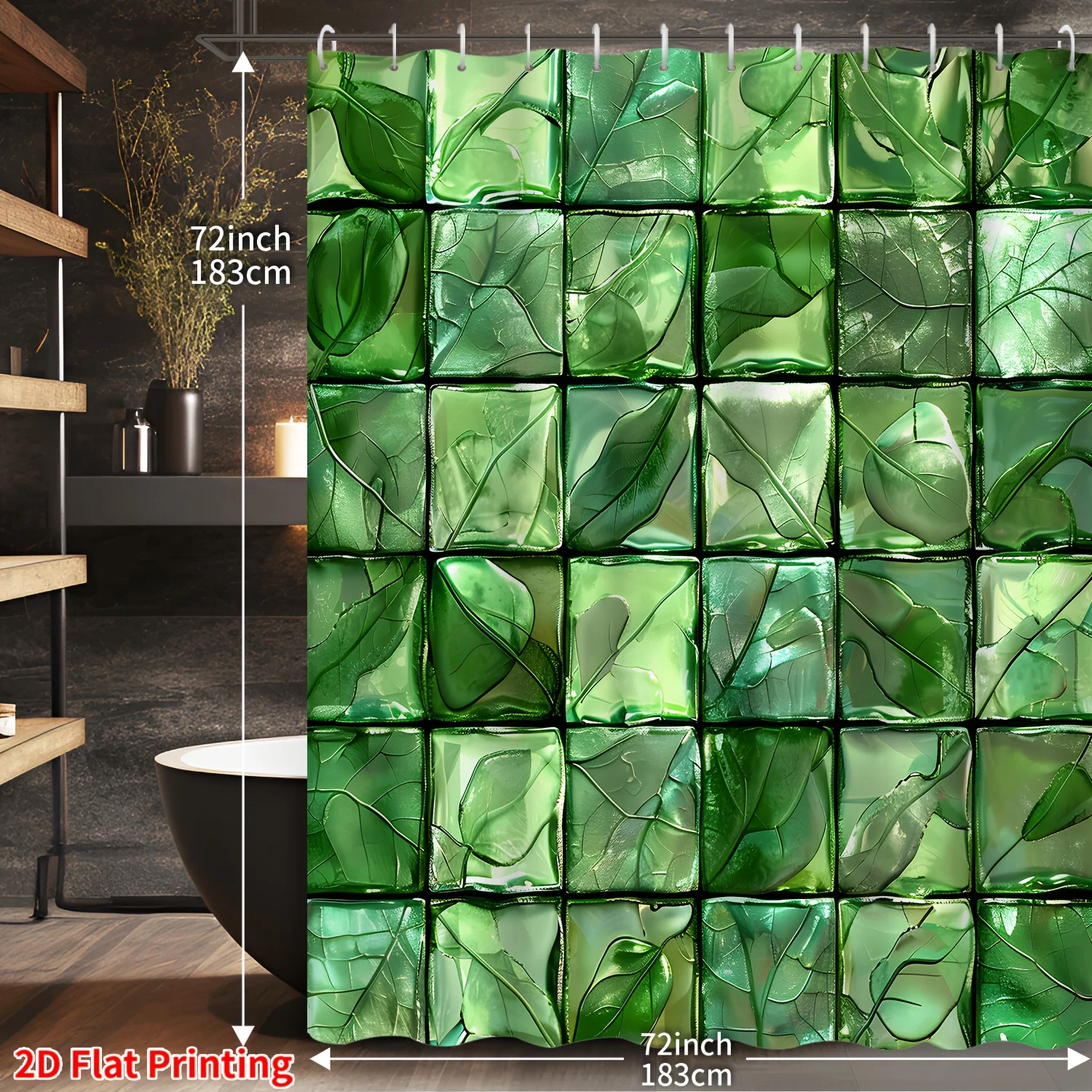 

1 шт. 2D плоская печать зеленое ретро стекло лес зеленый растительный узор современная мода абстрактная фэнтезийная оконная сцена зеленый принт листьев