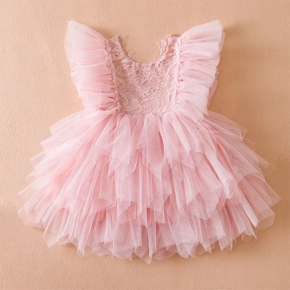 Summer Baby Girl Dress Children Tulle Formal Event Costumes Girls First Birthday Layer Princess Party Dresses Kids Clothes 0-5Y