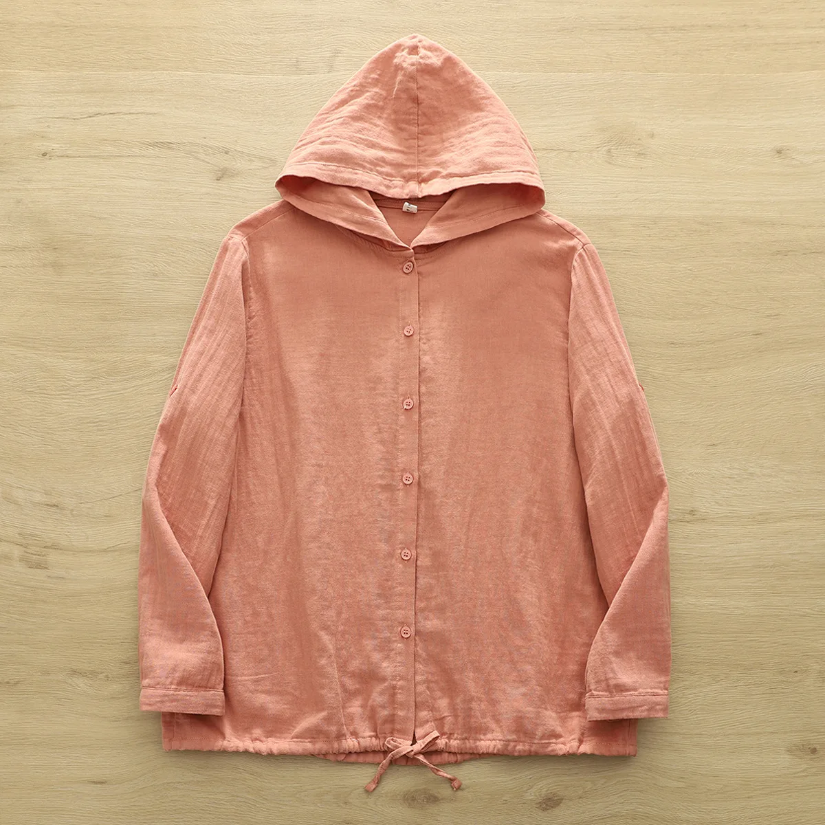 New 2025 Autumn Cotton Yarn Hooded Shirt, Women Long Sleeve Solid, Mori Girl Casual Versatile Sunscreen Loose Blouse T57419CC