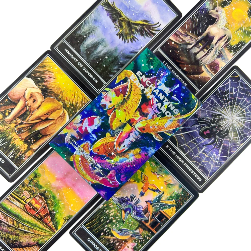 Le jeu de cartes de tarot The Enchanting Earth, édition divination, jeu de société inspiré de la nature pour une guidance intuitive et une auto-découverte