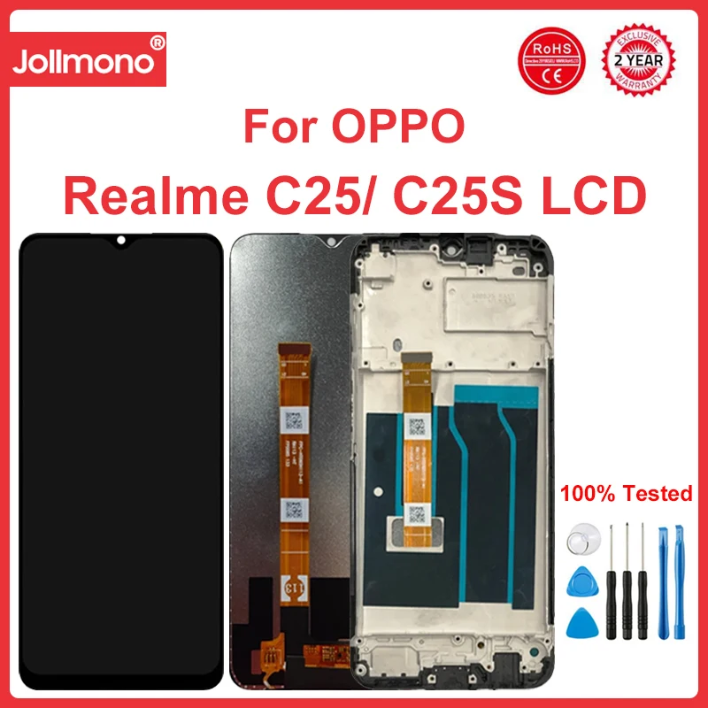 

6.5" Lcd Display For OPPO Realme C25 C25S Touch Screen With Frame Digitizer Assembly Replacement Parts RMX3193 RMX3191