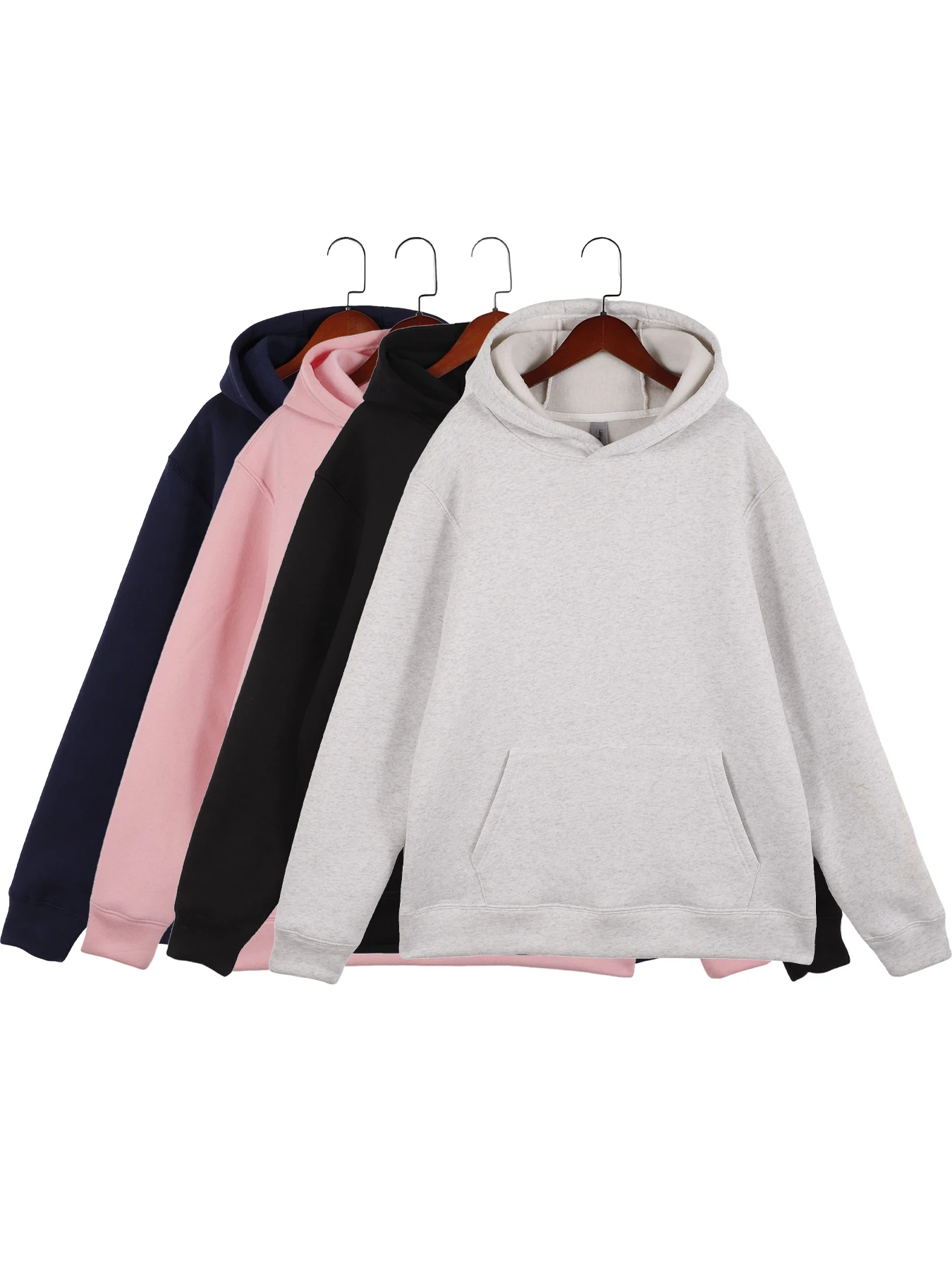 

Осенняя тяжелая толстовка с капюшоном 500 г, однотонная модная женская толстовка с капюшоном, повседневные толстые хлопковые женские топы, свободная минималистичная уличная одежда