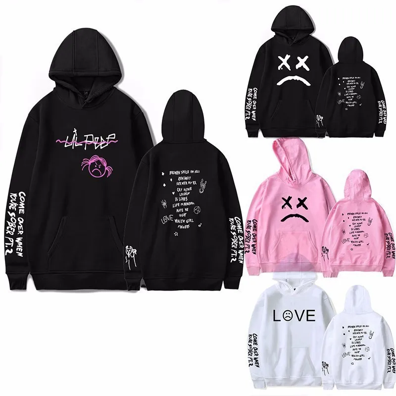 

Hell Boy Lilpeep ex Sweatirt Hoodie Thin round Ne Daily Wear Loose Fit with Side ket Pattern Design Streetwear