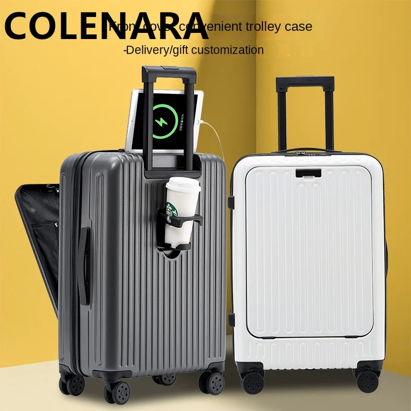 COLENARA-Valise à Roulettes avec Ouverture Frontale pour Ordinateur Portable, Sac de Voyage, Embarquement PC, Chargement USB, Bagage de Cabine Universel, 20 ", 24", 26 ", Nouveau