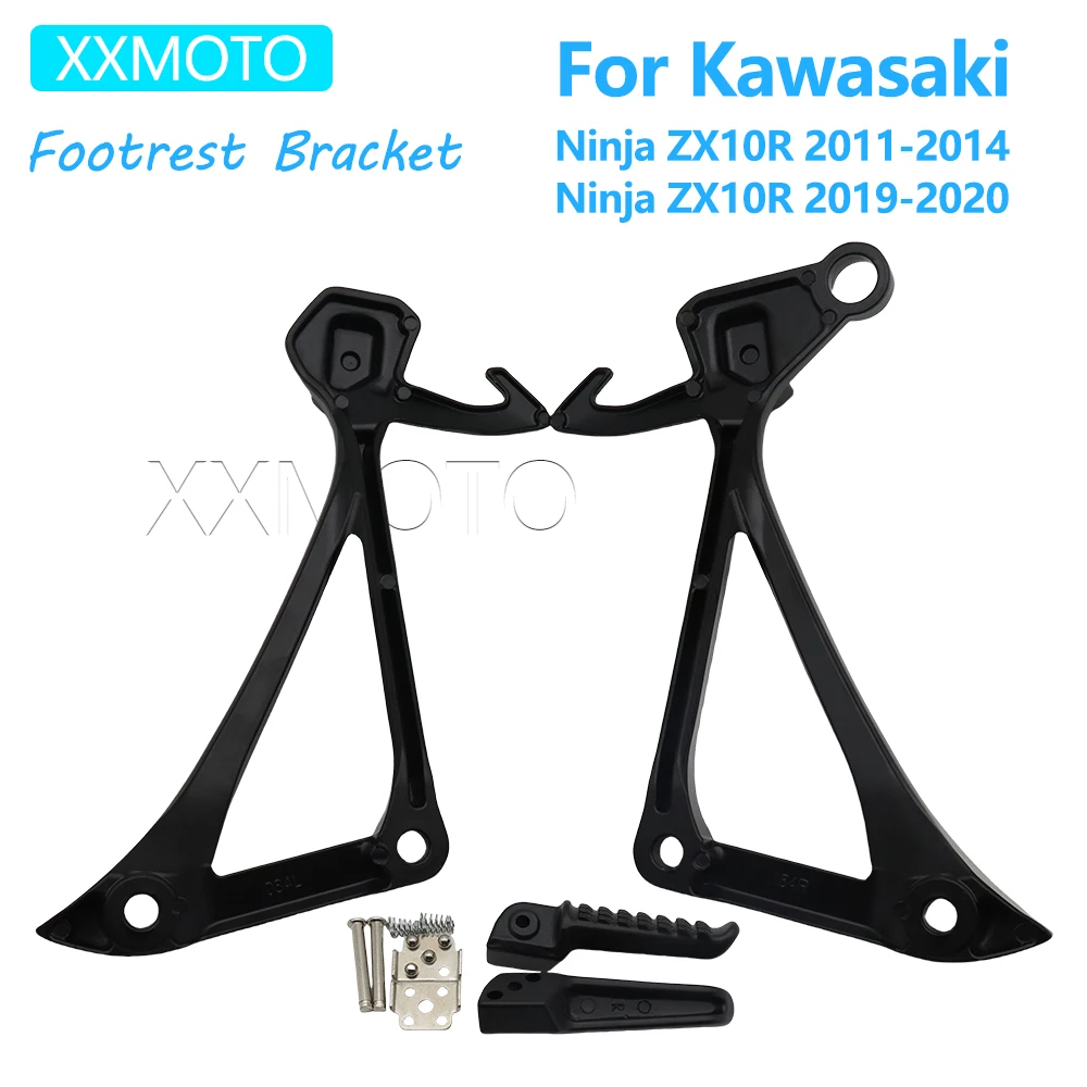 For Kawasaki Ninja ZX10R ZX 10R ZX-10R 2011 2012 2013 2014 2019-2020 Black Motorcycle Passanger Footrests Foot Pegs Bracket