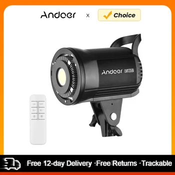 Andoer LM135Bi Portátil LED Fotografia Luz de preenchimento 135W Estúdio Luz de vídeo 3000K-5600K Regulável Bowens Mount Luz contínua