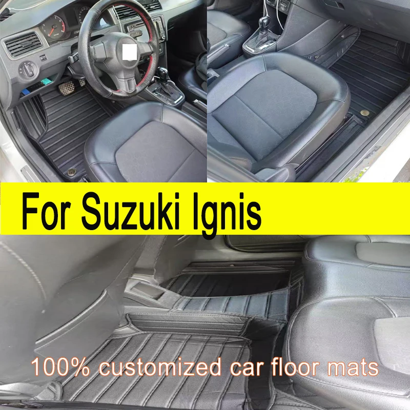 

Custom Automotive Car Floor Mats For Suzuki Ignis 2017 2018 2019 2020 Auto Luxury Leather Men Women Car Mats Full Coverage