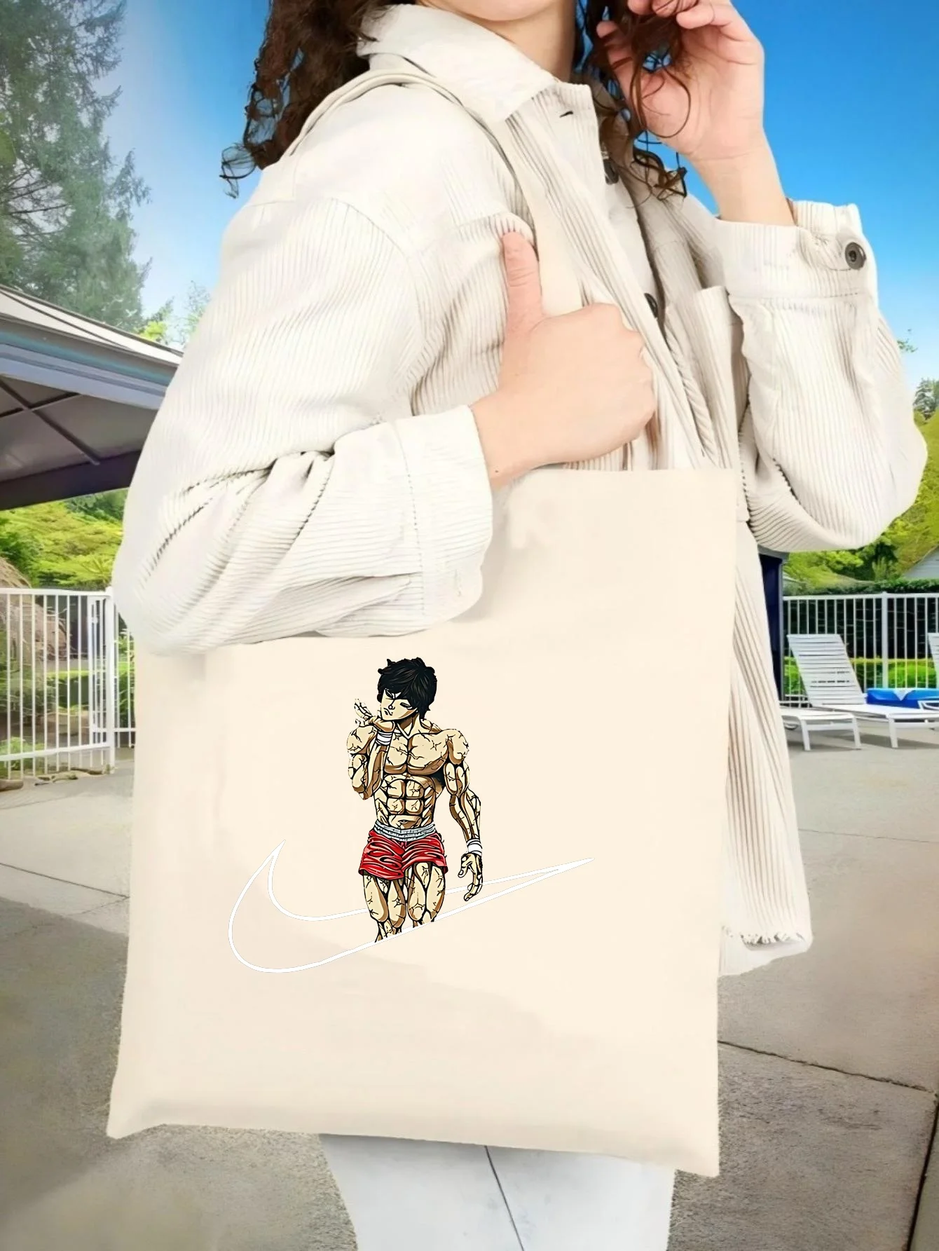 

Сумка-тоут Baki the Grr 2026: Новинка, унисекс, из холщовой ткани, вместительная, прочная, многоразовая, многофункциональная, на плечо, для повседневного использования/путешествий