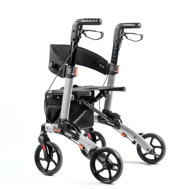 Professional Manufacturer Lightweight Folding Four Wheel Walker Rollator With Seat For Old People