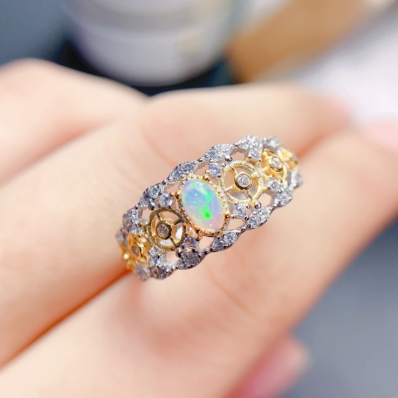

Natural opal lady RING 925 sterling silver round wholesale cheap