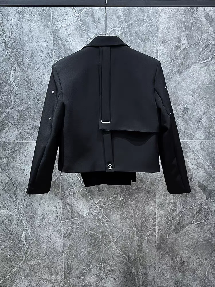 2025 spring fall new blazer design sense metal decoration korean version padded shoulder suit top men's trend