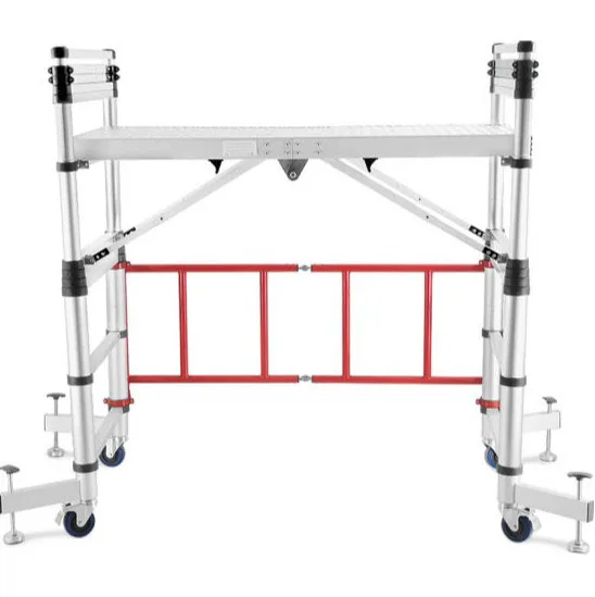 Telescopic Aluminum Multi-Purpose Rolling Tower Ladder Industrial Style Scaffold for Home and Work for Warehouses