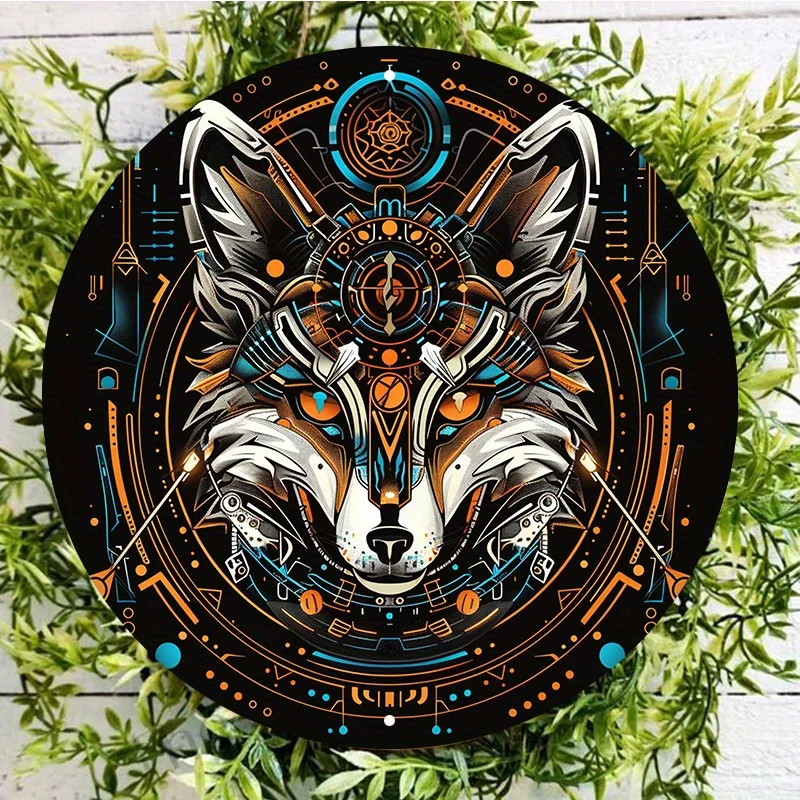 Aluminum Metal Decorative Wall Poster, Decorative Wall Art, Nature Fox Design, HD Printing, Weather Resistant, Pre-Drilled